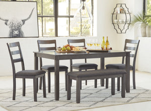 Bridson Dining Room Table and Chairs with Bench (Set of 6)