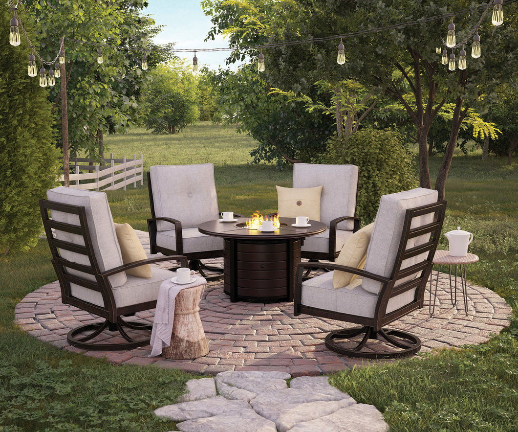 Castle Island Conversation Set with 4 Swivel Lounge Chairs