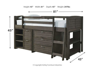 Caitbrook Loft Bed with 1 Large Storage Drawer