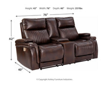 Team Time Power Reclining Loveseat with Console