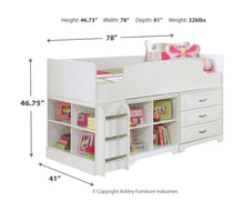 Lulu Loft Bed with 3 Drawer Storage and Bookcase