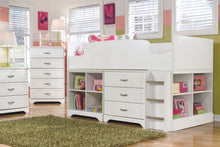 Lulu Loft Bed with 3 Drawer Storage and Bookcase