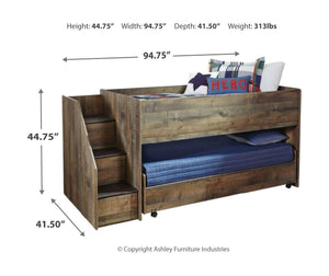 Trinell Loft Bed with Pull-out Caster Bed