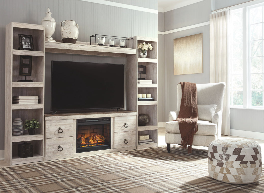 Willowton 4-Piece Entertainment Center with Electric Fireplace