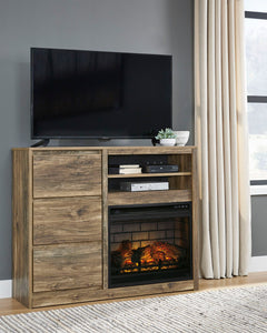 Rusthaven Media Chest with Electric Fireplace