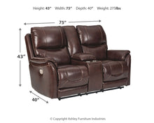 Dellington Power Reclining Loveseat with Console