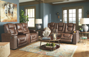 Owner's Box Power Reclining Loveseat with Console