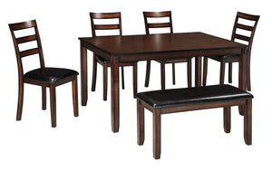 Coviar Dining Room Table and Chairs with Bench (Set of 6)
