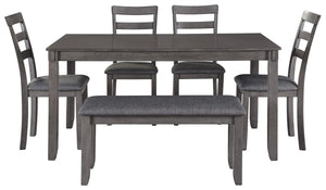 Bridson Dining Table and Chairs with Bench (Set of 6)