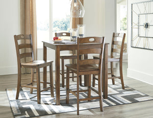 Hazelteen Counter Height Dining Room Table and Bar Stools (Set of 5)
