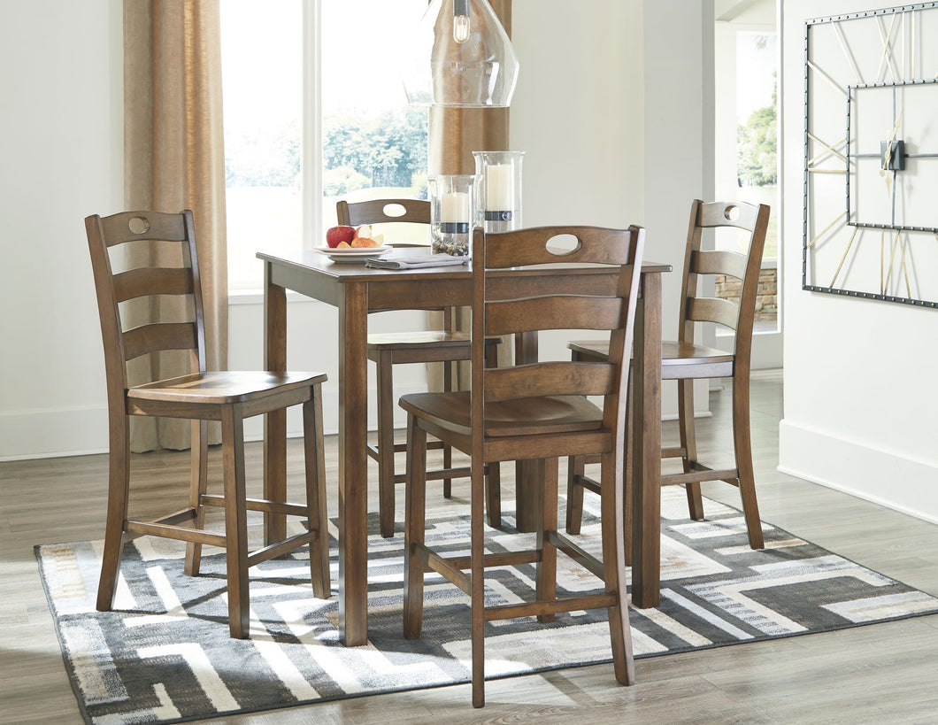Hazelteen Counter Height Dining Room Table and Bar Stools (Set of 5)