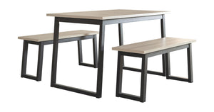 Waylowe Dining Room Table and Benches (Set of 3)
