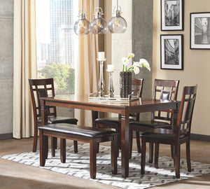 Bennox Dining Room Table and Chairs with Bench (Set of 6)
