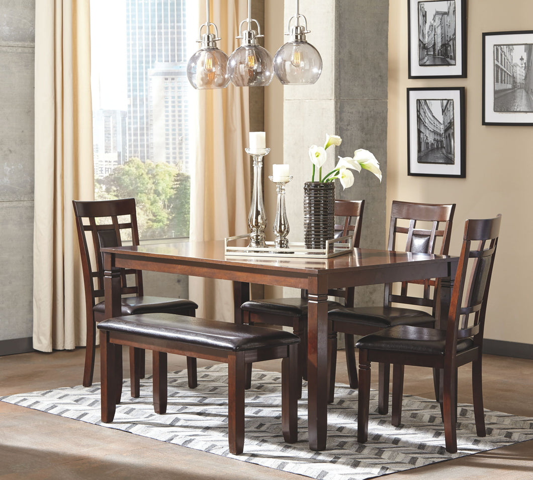 Bennox Dining Room Table and Chairs with Bench (Set of 6)